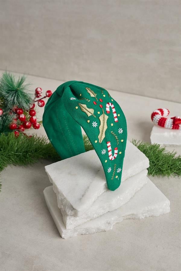 Green Cane Embroidered Headband