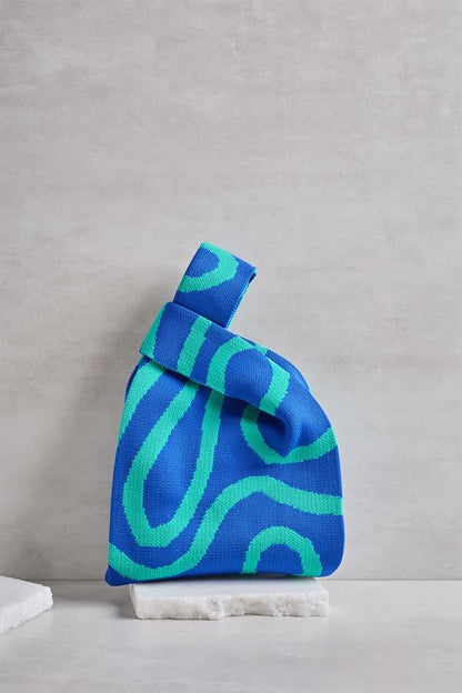Green-Blue Knitted Tote Bag