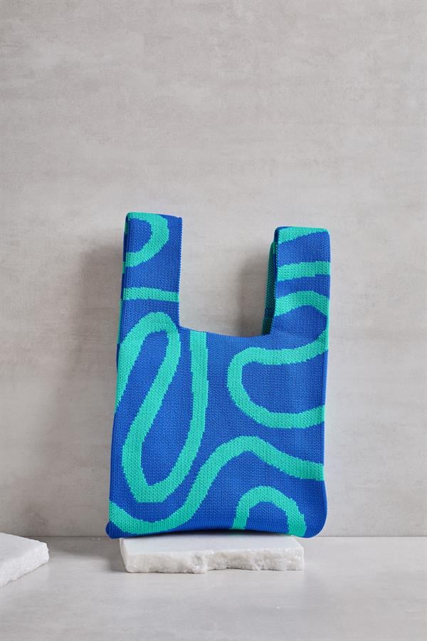 Green-Blue Knitted Tote Bag