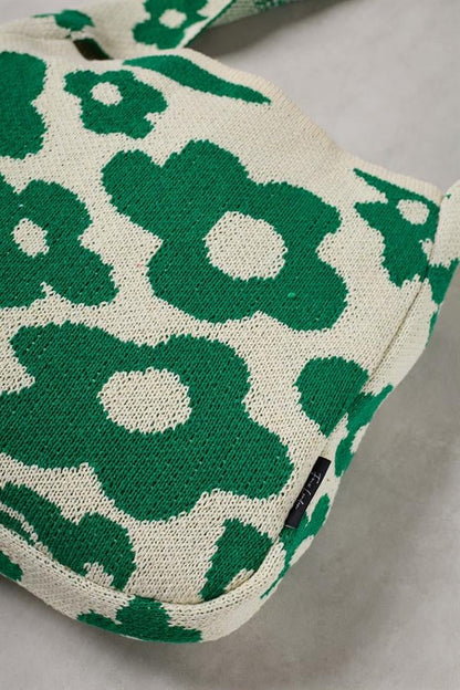 Green Daisy Knitted Tote Bag