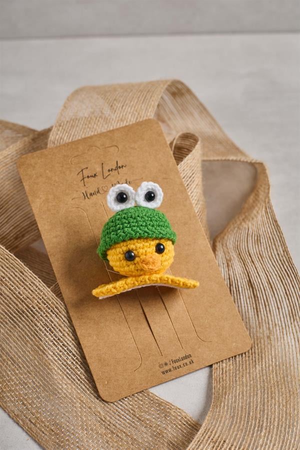 Chick in Green Hat Crochet Clips